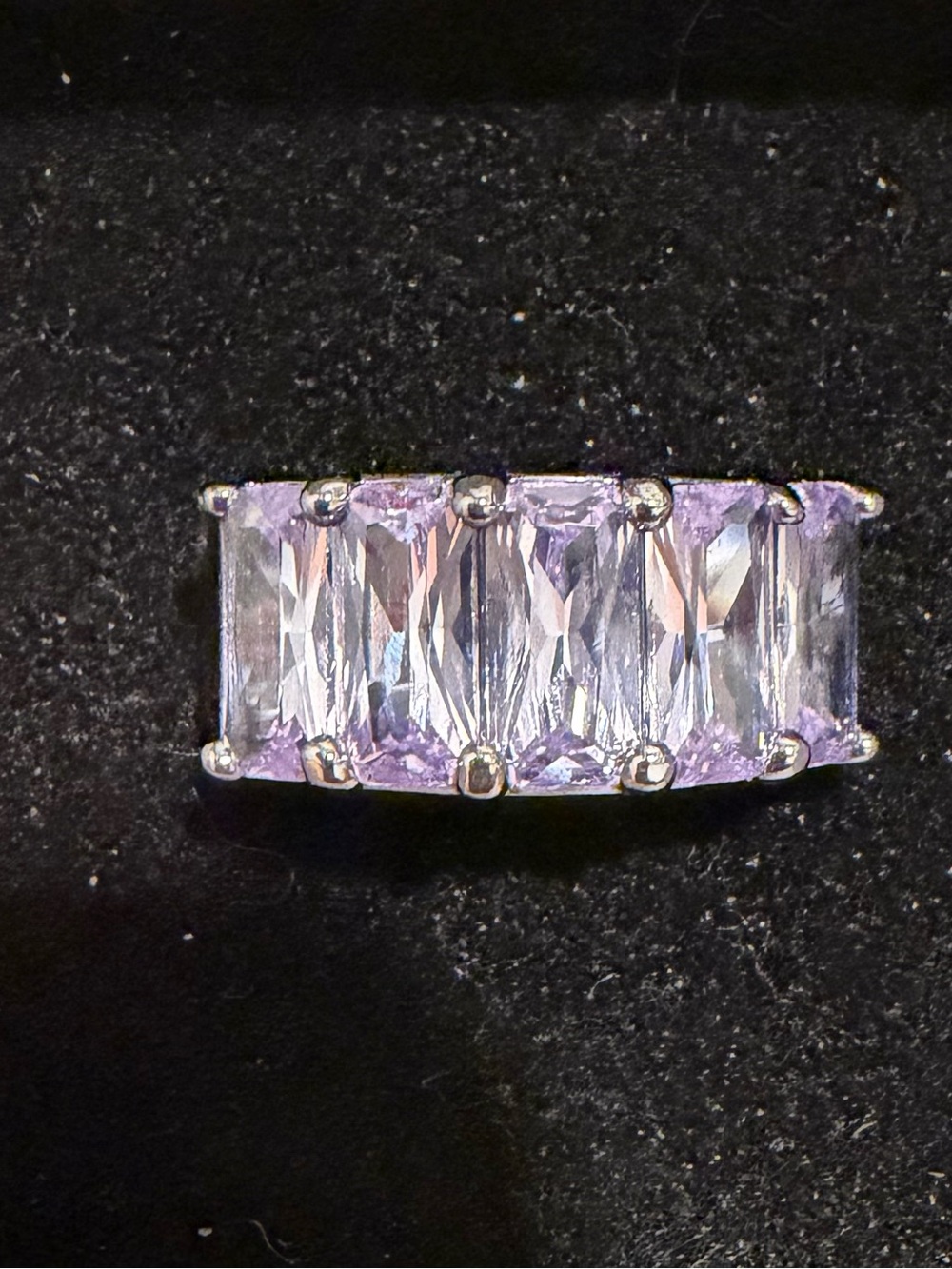 Bomb Party Size 6 Ring New No Bag Lavender Stones Rhodium Plated
